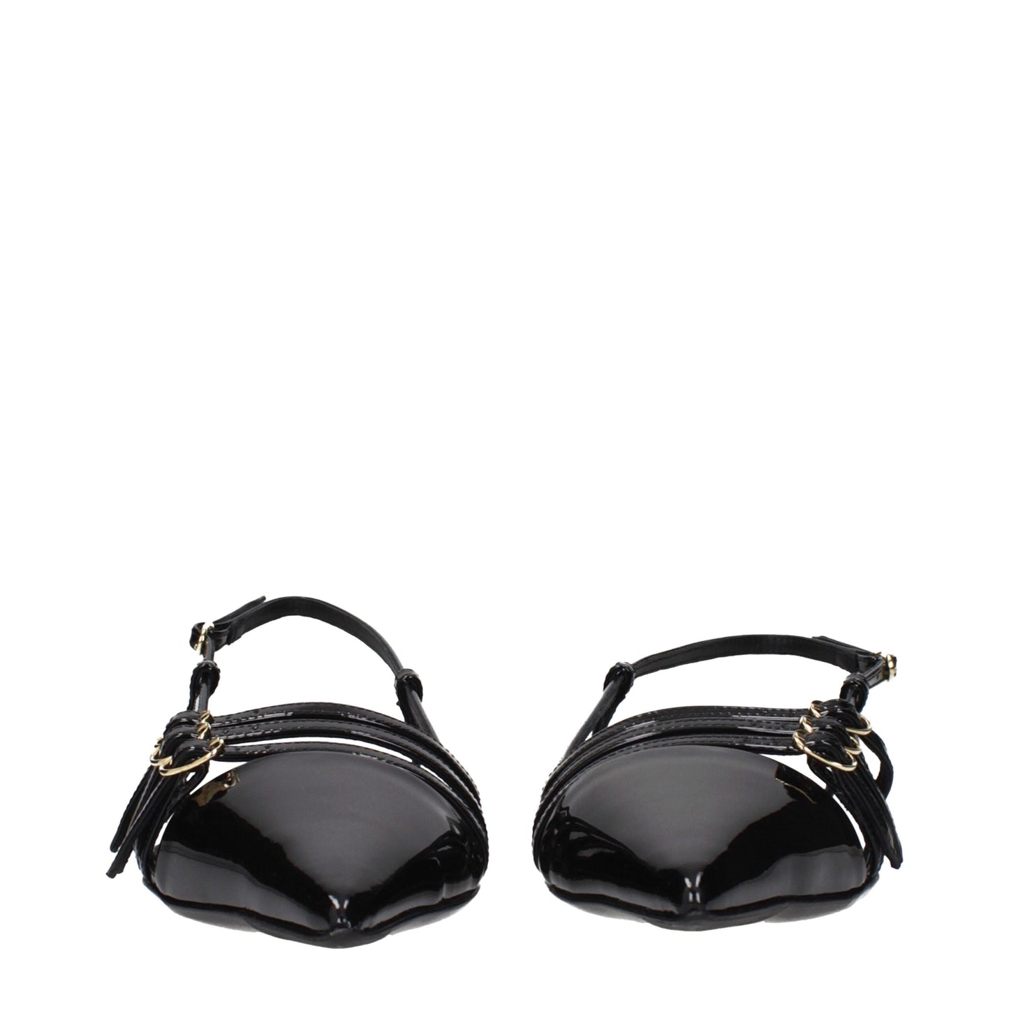Dolce & Gabbana Black Leather Flat Sandals