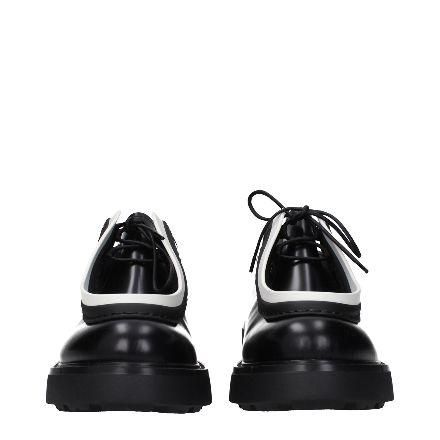 Prada Black Leather Oxfords And Derbies