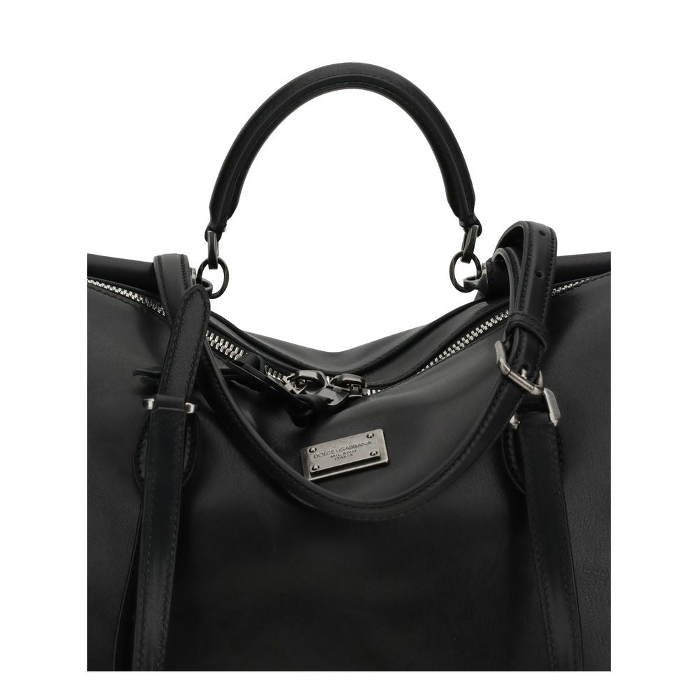 Dolce & Gabbana Black Calf Leather Bos Taurus Shoulder Bag
