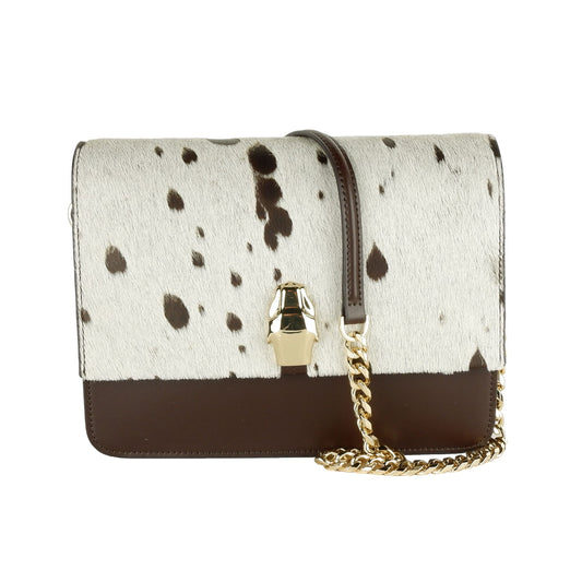 Cavalli Class White Calfskin Women Shoulder Bag