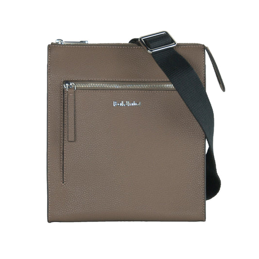 Baldinini Taupe Calfskin Men Shoulder Bag