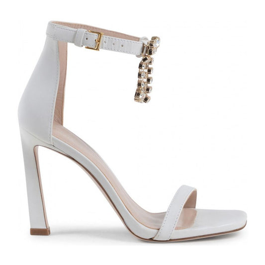 Stuart Weitzman White Calfskin Women Sandal