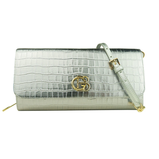 Baldinini Elegant Silver Calf Leather Crossbody Bag