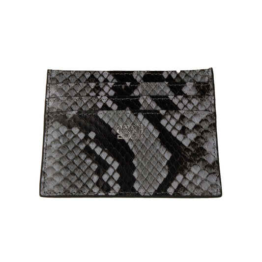 Cavalli Class Elegant Black Calfskin Cardholder