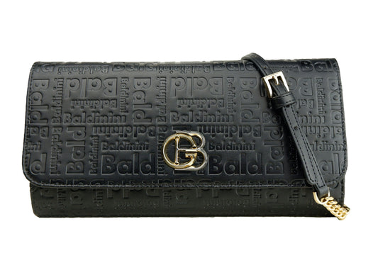 Baldinini Elegant Monogram Black Crossbody Bag