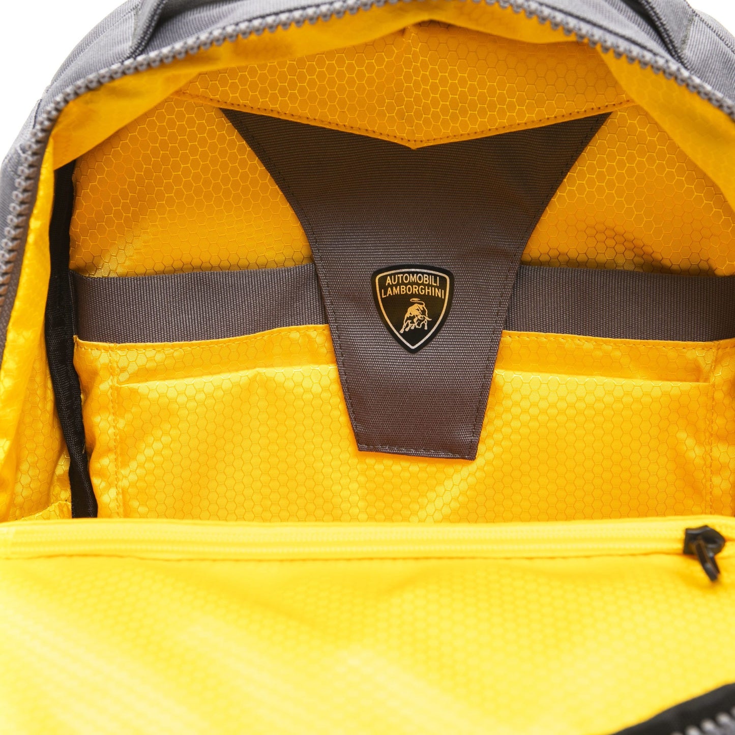 Lamborghini Gray Polyester Men Backpack