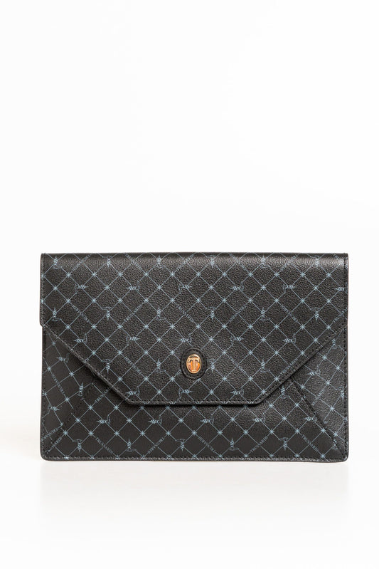 Trussardi Black Leather Women Clutch