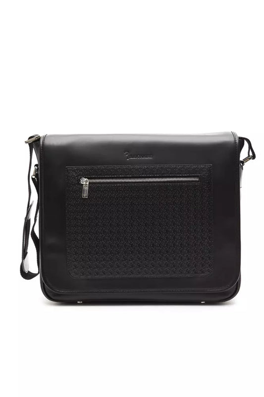 Billionaire Italian Couture Black Leather Men Messenger Bag