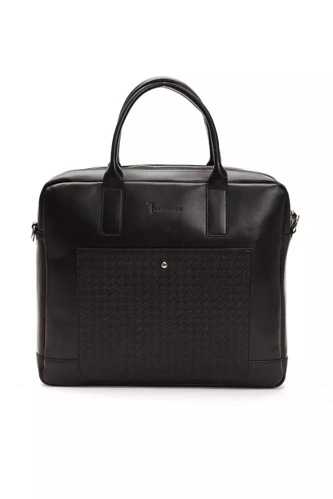 Billionaire Italian Couture Black Leather Men Briefcase