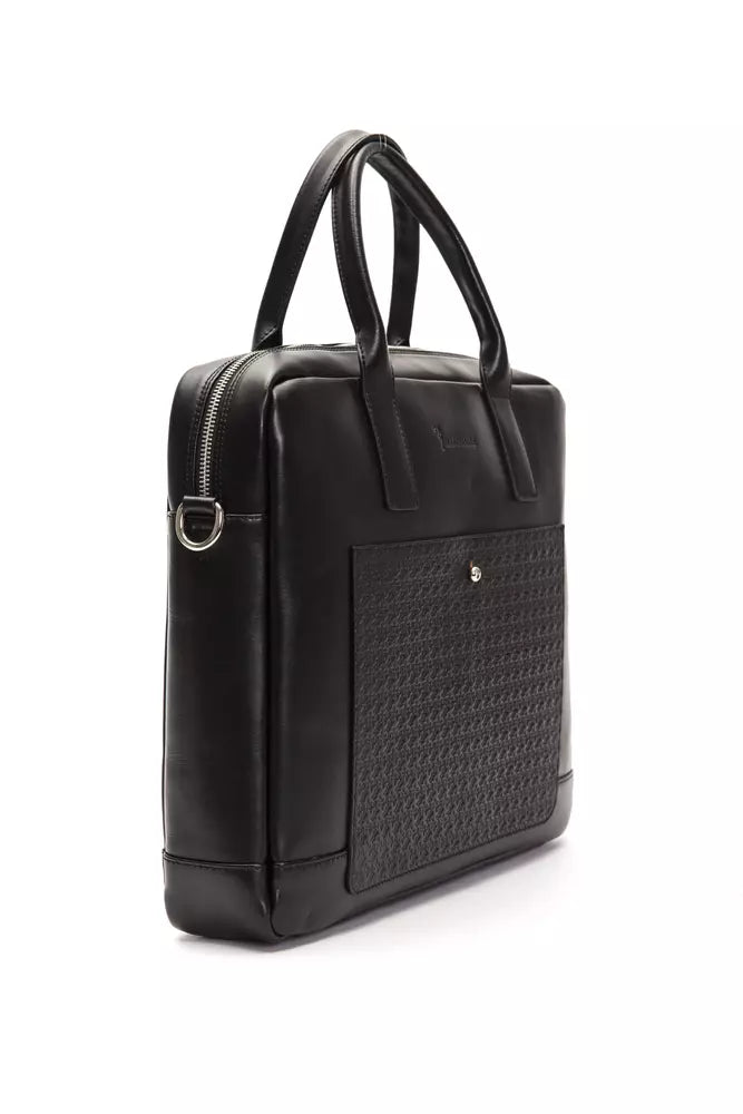 Billionaire Italian Couture Black Leather Men Briefcase