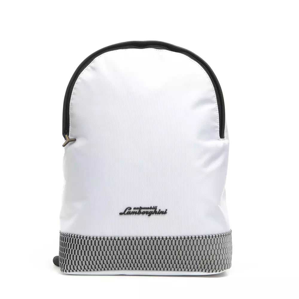 Automobili Lamborghini White Polyester Men Backpack