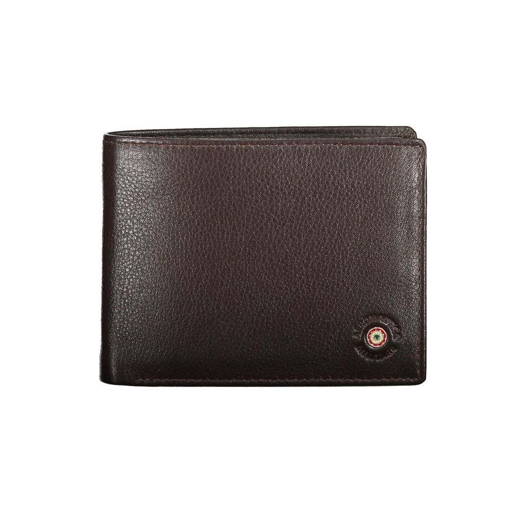 Aeronautica Militare Elegant Brown Leather Wallet with Logo