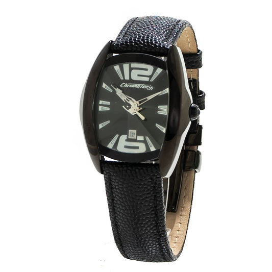 Chronotech Black Leather Watch