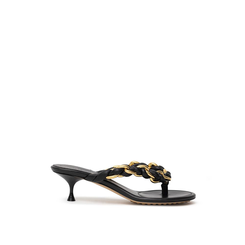 Bottega Veneta Black Leather Flip-Flop Sandals