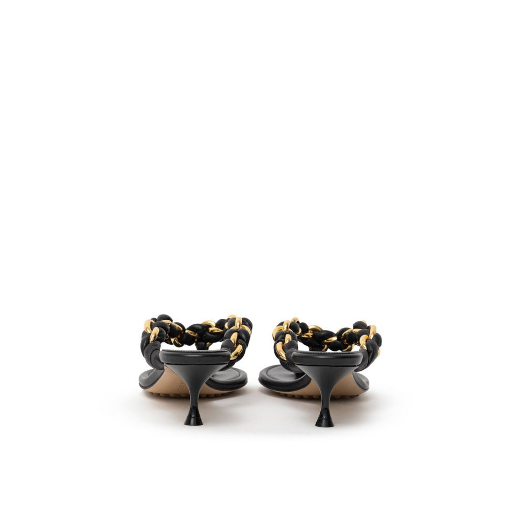 Bottega Veneta Black Leather Flip-Flop Sandals