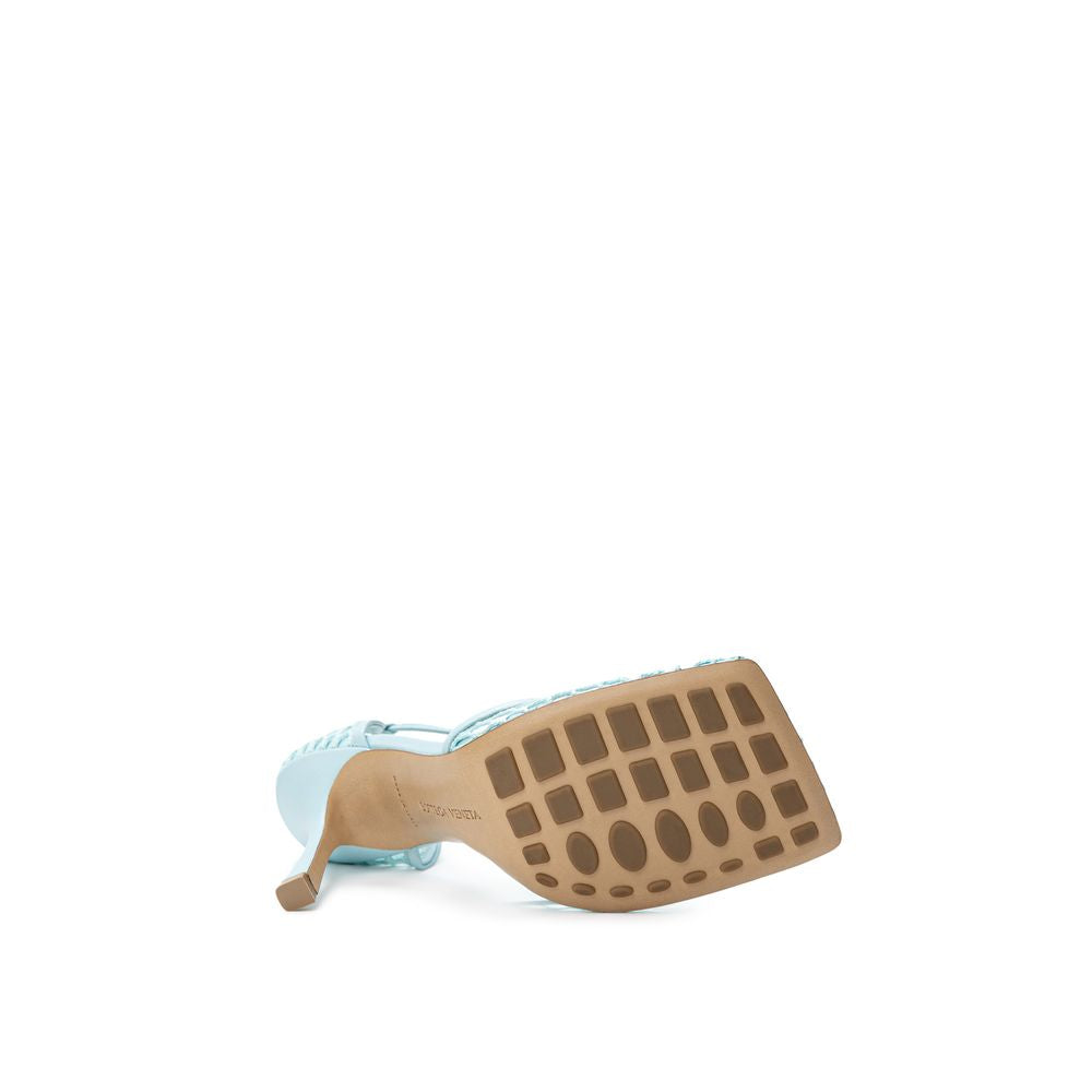 Bottega Veneta Blue Fabric And Leather Stiletto Heel Sandals