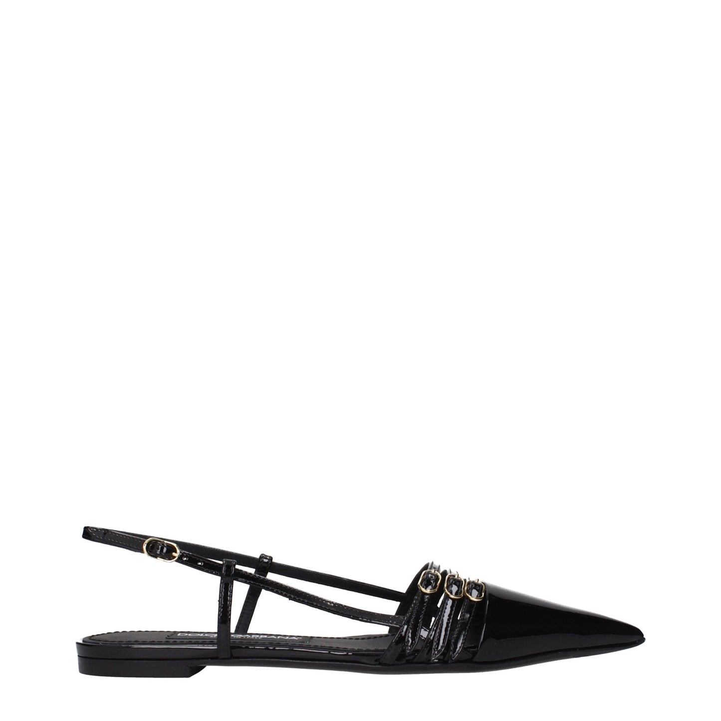 Dolce & Gabbana Black Leather Flat Sandals