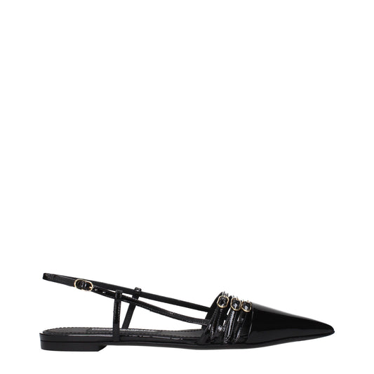 Dolce & Gabbana Black Leather Flat Sandals