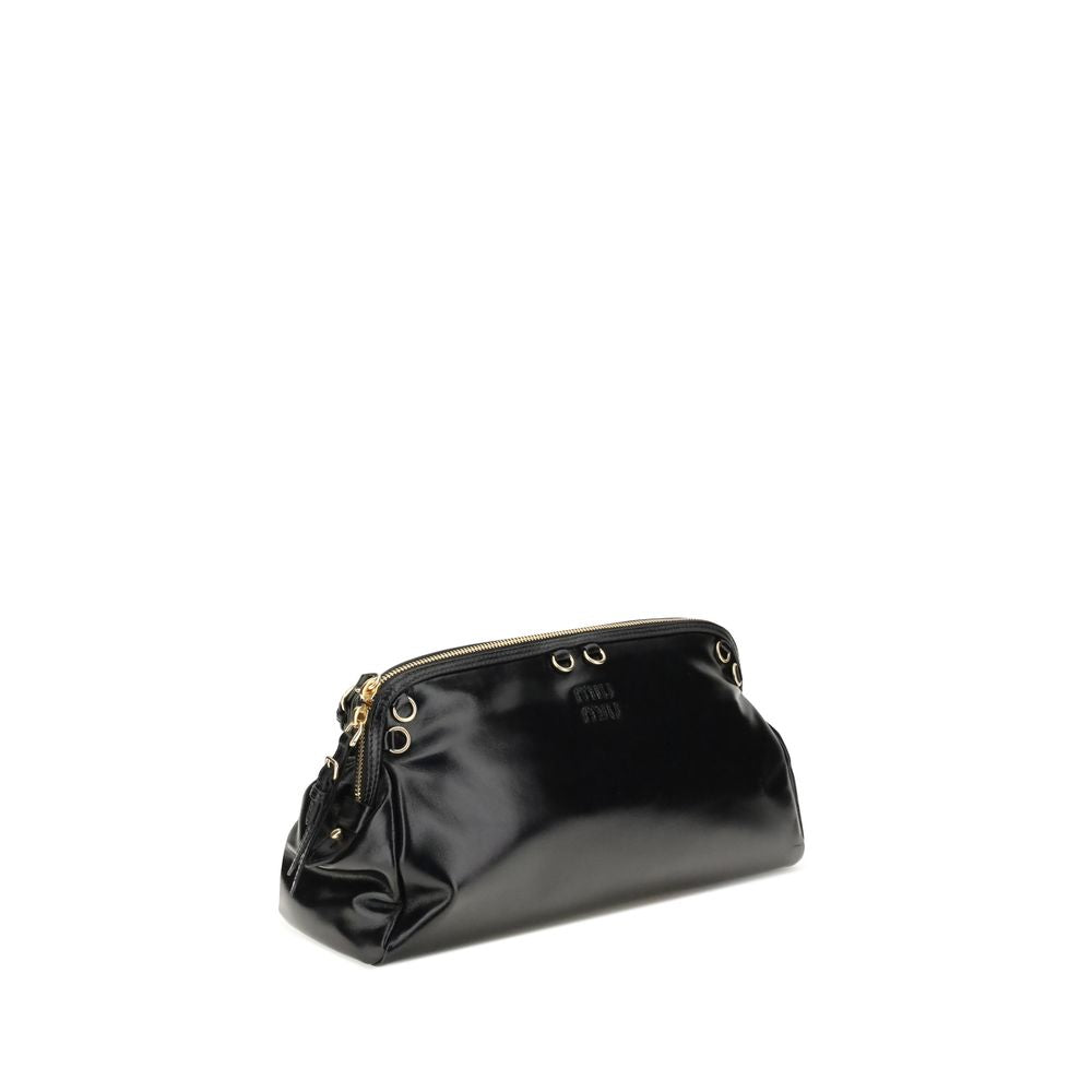 Miu Miu Black Calf Leather Bos Taurus Shoulder Bag