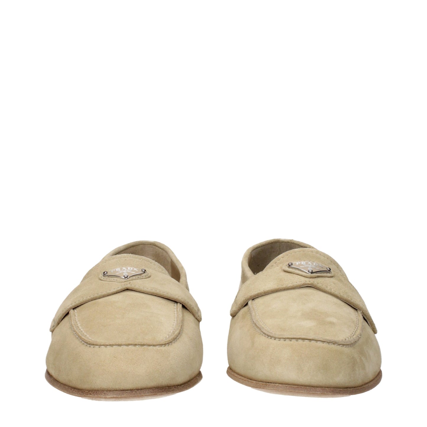 Prada Beige Leather Slip-On Loafers