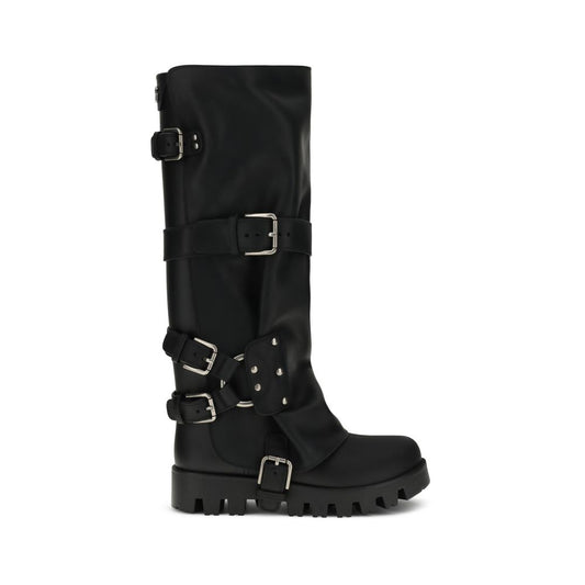 Dolce & Gabbana Black Calf Leather Bos Taurus Lace-Up Boots