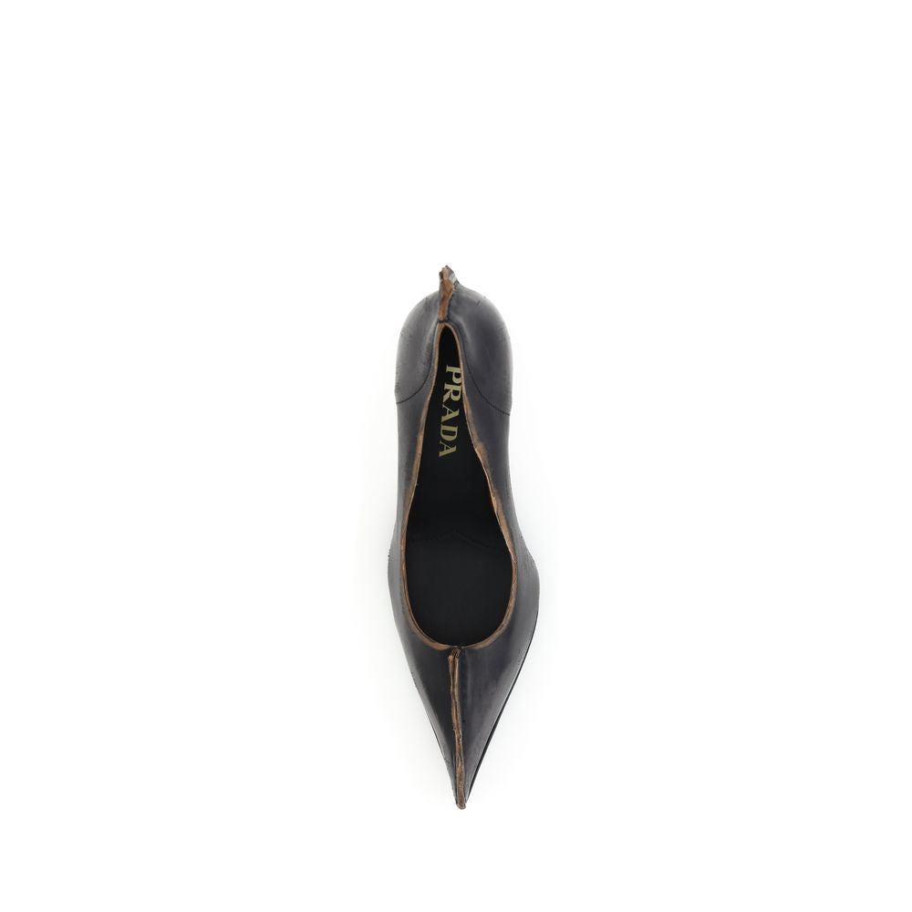 Prada Black Leather High Heel Pumps
