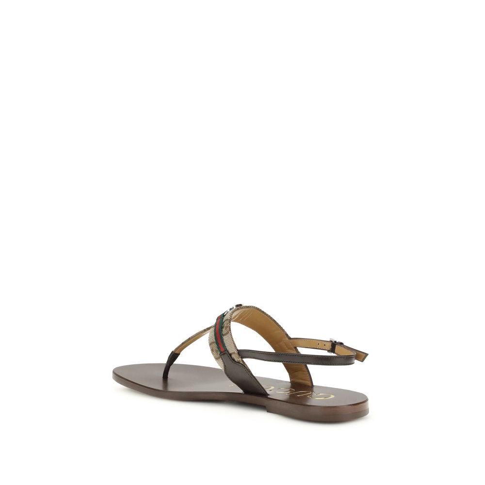 Gucci Brown Calf Leather Bos Taurus Flat Sandals