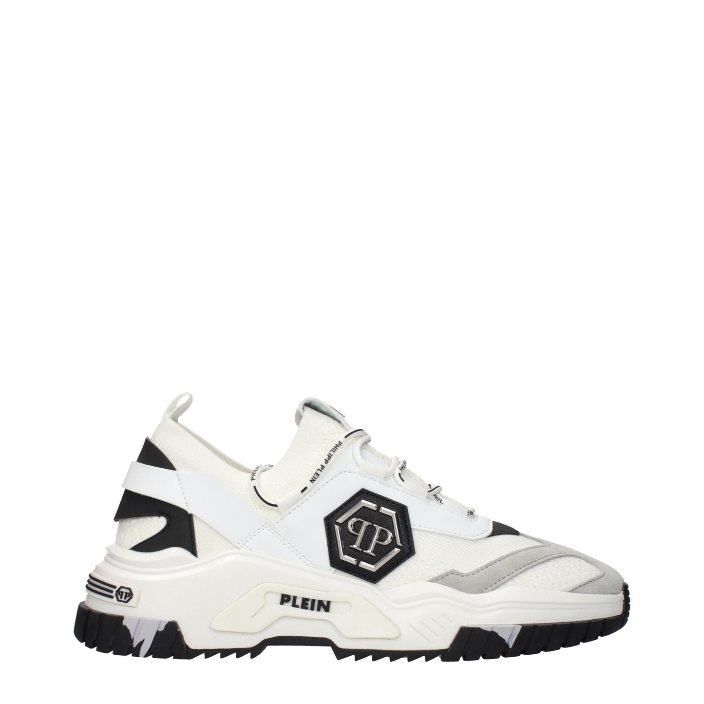 Philipp Plein White Fabric Chunky Sneakers