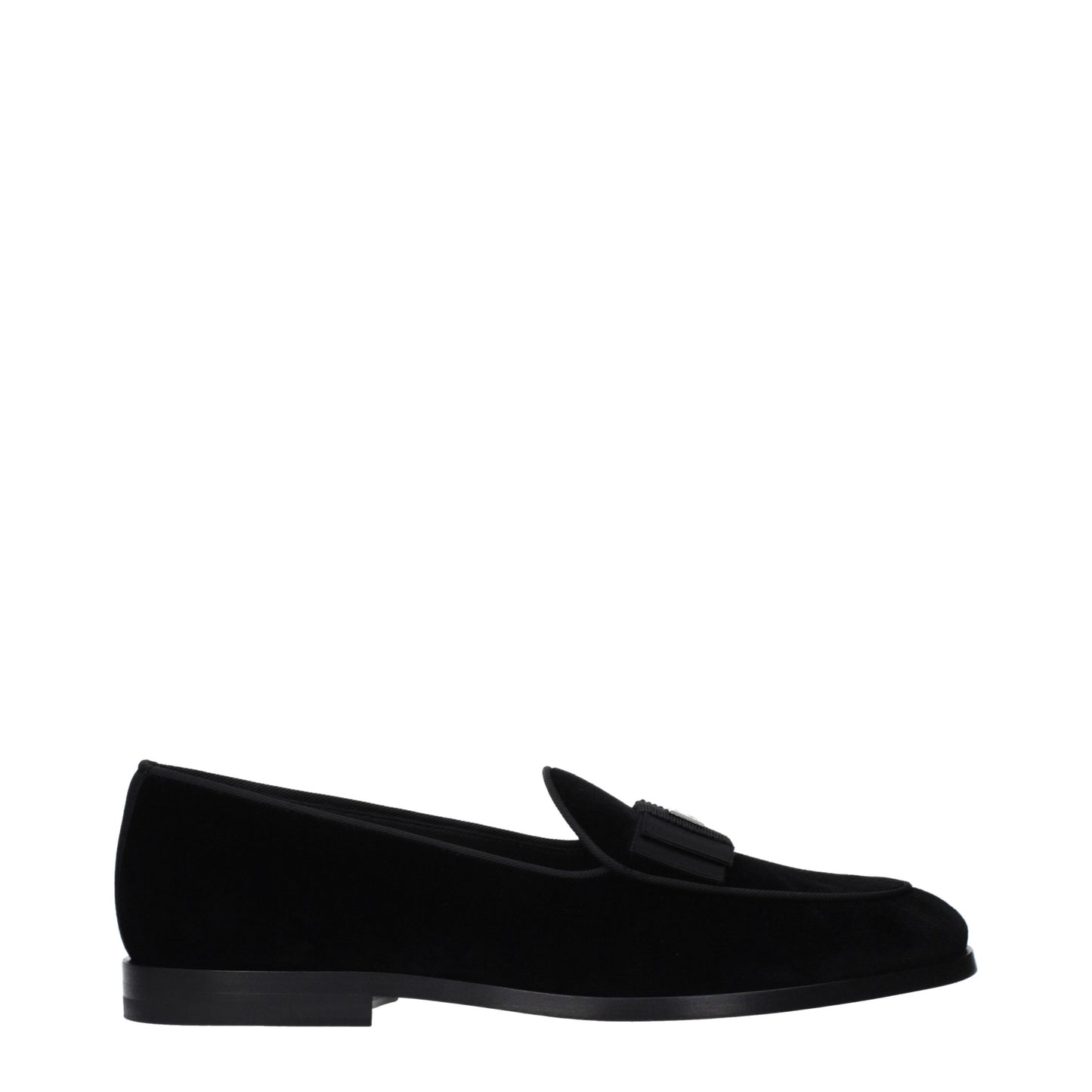 Dolce & Gabbana Black Velvet Slip-On Loafers