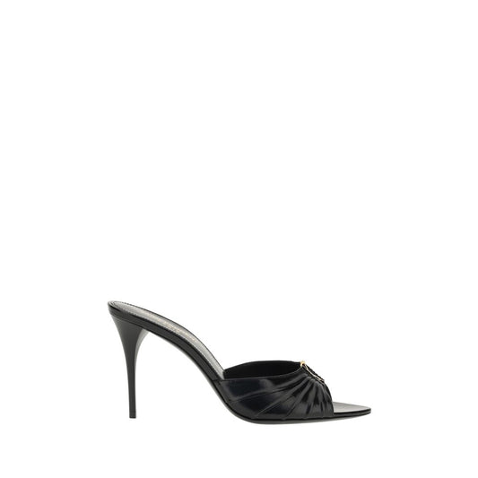 Saint Laurent Black Lamb Ovis Aries Aries Stiletto Heel Sandals