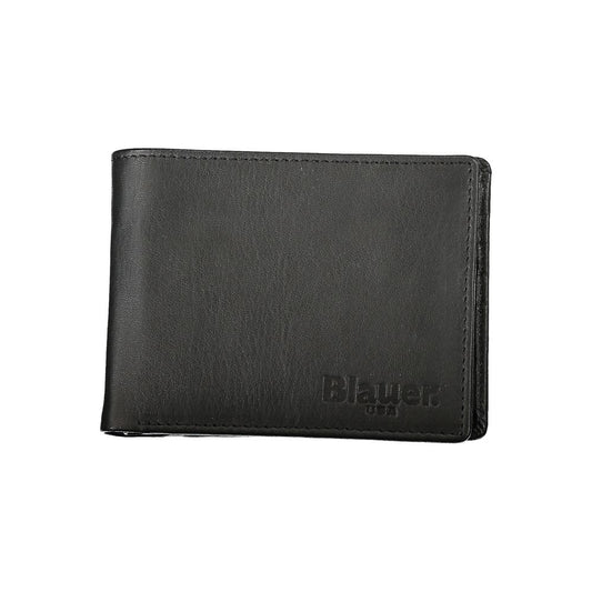 Blauer Sleek Black Leather Dual Compartment Wallet