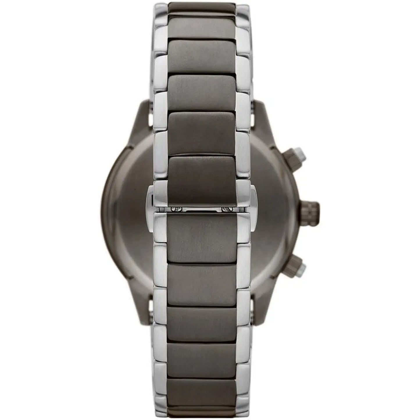 Emporio Armani Silver and Black Steel Chronograph Watch