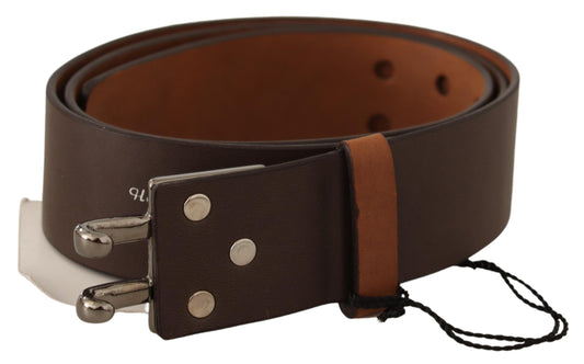 Costume National Brown Leather Silver Buckle Waist Belt