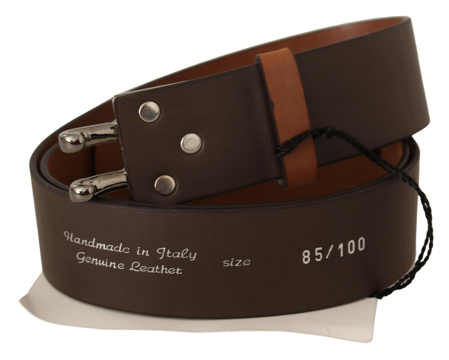 Costume National Brown Leather Silver Buckle Waist Belt
