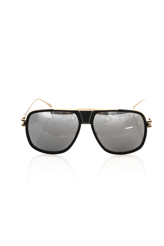 Frankie Morello Elegant Shield Sunglasses with Gold Accents