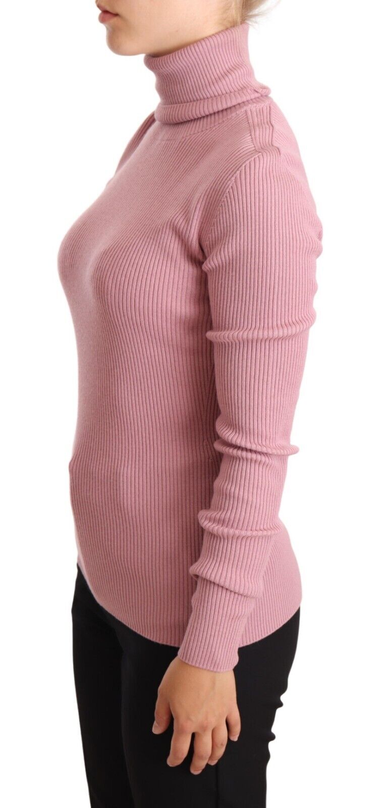 Dolce & Gabbana Pink Virgin Wool Turtle Neck Pullover Sweater
