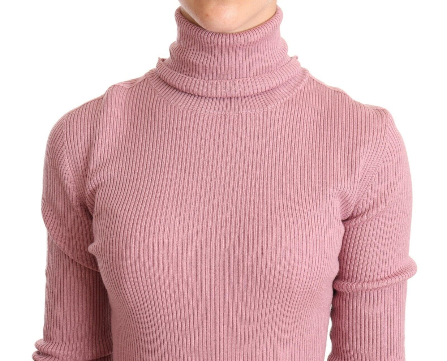 Dolce & Gabbana Pink Virgin Wool Turtle Neck Pullover Sweater
