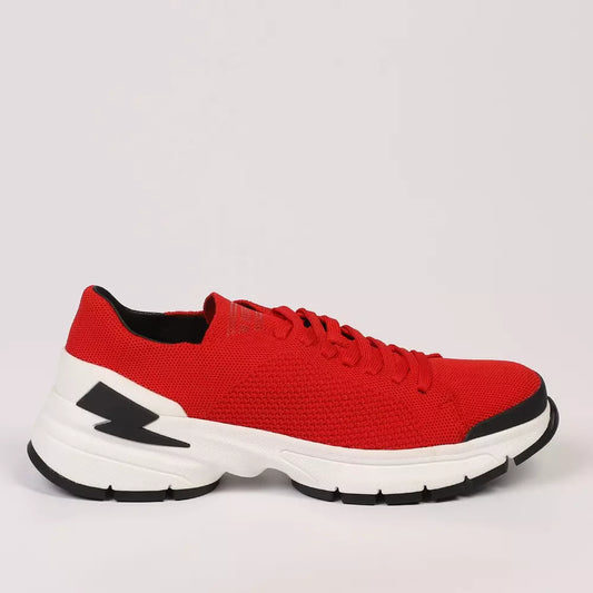 Neil Barrett Red Textile and Leather Sneakers
